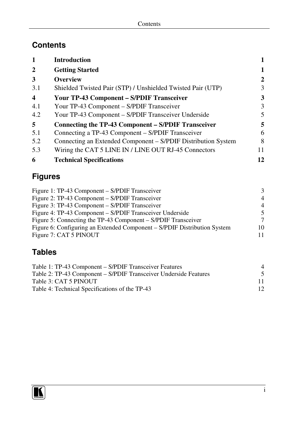 Kramer Electronics TP-43 User Manual | Page 3 / 18