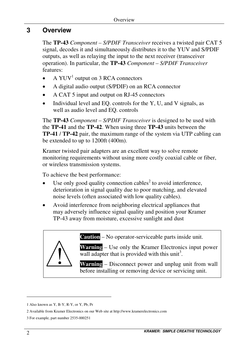 3overview | Kramer Electronics TP-43 User Manual | Page 6 / 18