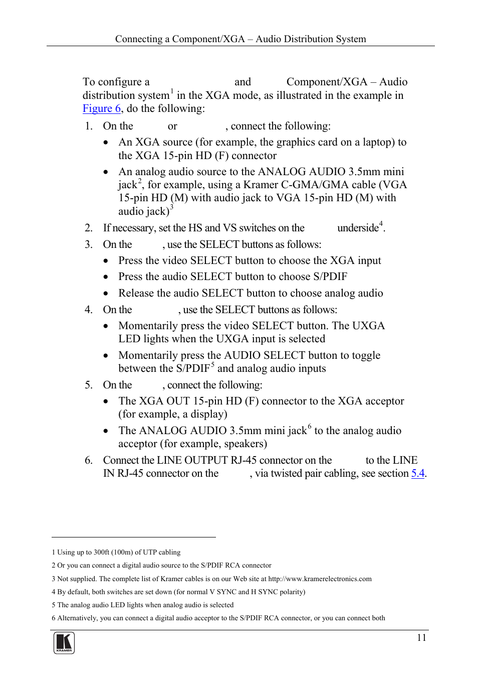 1 connecting the system in xga mode, Connecting the system in xga mode | Kramer Electronics TP-46 User Manual | Page 13 / 22