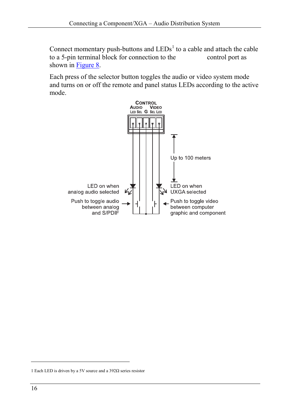 3 connecting the tp-45rc remote control, Connecting the tp-45rc remote control, Figure 8: the tp-45rc remote control connection | Kramer Electronics TP-46 User Manual | Page 18 / 22