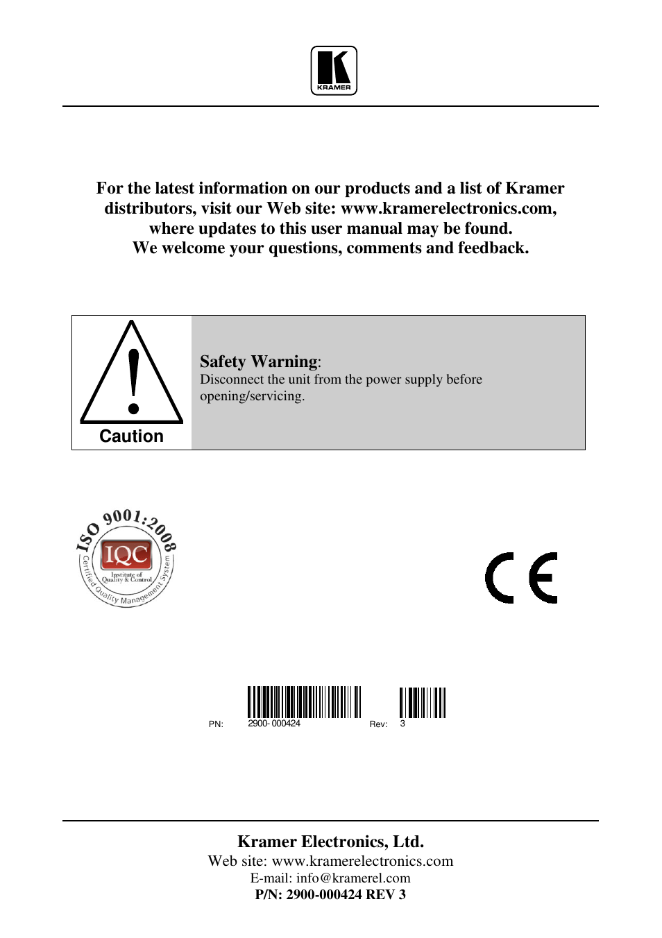 Kramer Electronics TP-46 User Manual | Page 22 / 22