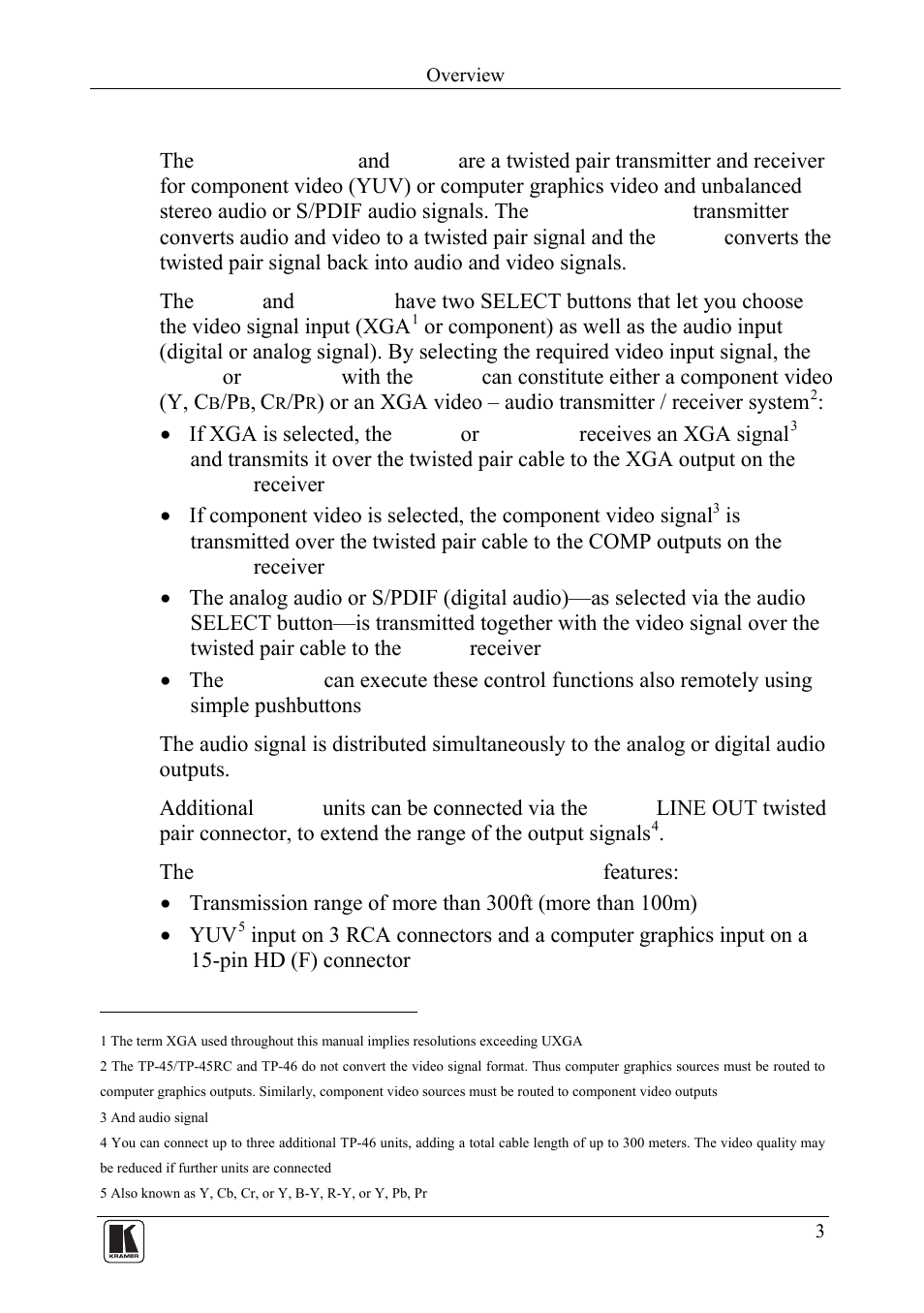 3 overview, Overview | Kramer Electronics TP-46 User Manual | Page 5 / 22