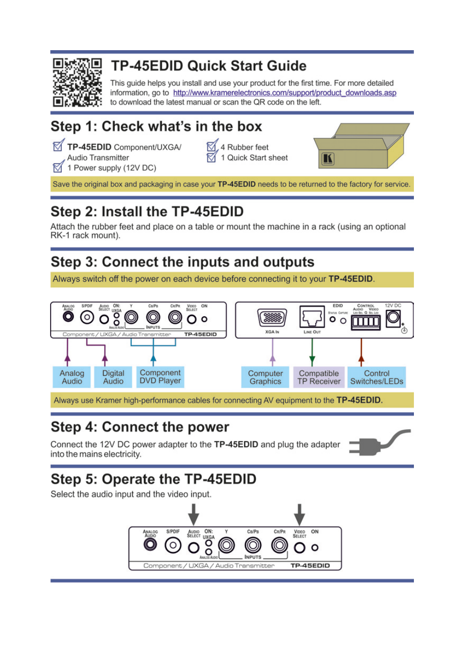 Kramer Electronics TP-45EDID User Manual | Page 2 / 21