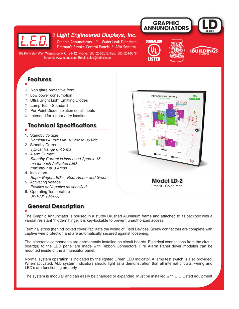 Light Engineered Displays LD Series ANNUNCIATORS GRAPHIC User Manual | 2 pages