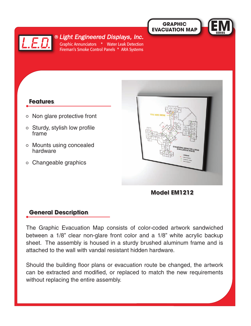 Light Engineered Displays EM Series User Manual | 2 pages