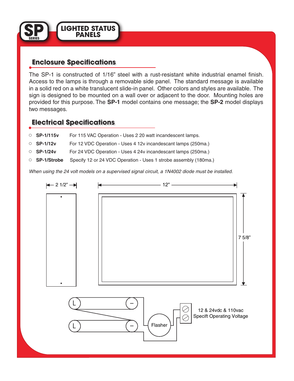 Light Engineered Displays SP Series LIGHTED STATUS PANELS User Manual | Page 2 / 2