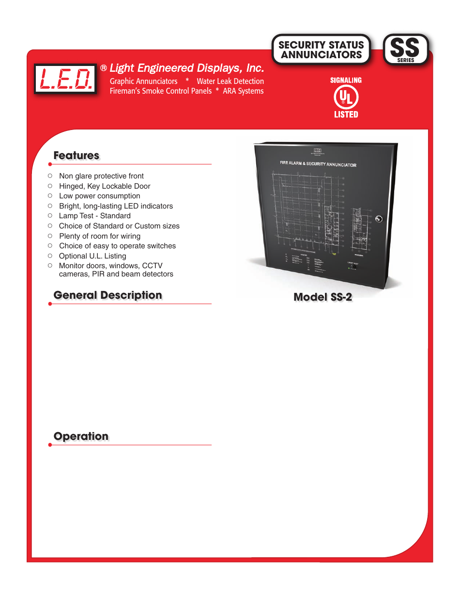 Light Engineered Displays SS Series User Manual | 2 pages