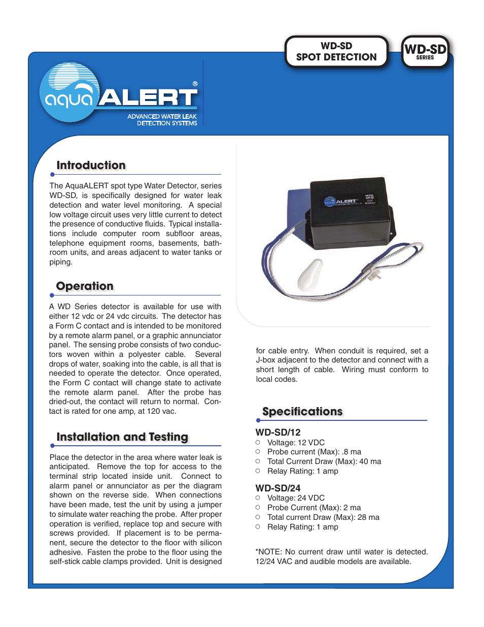 Light Engineered Displays WD-SD Series - Spot Detector User Manual | 2 pages