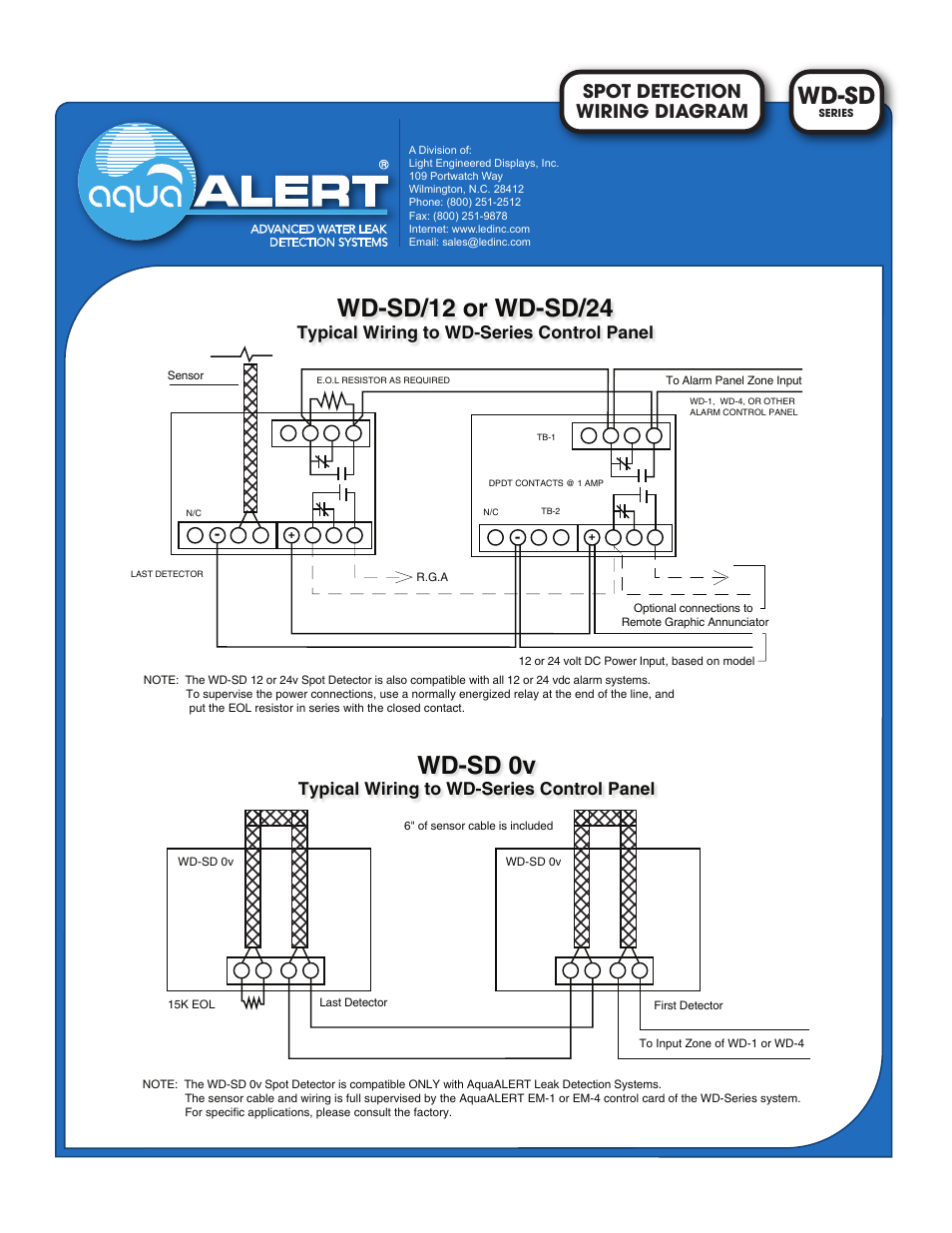 Light Engineered Displays WD-SD Series - Wiring Diagram User Manual | 1 page