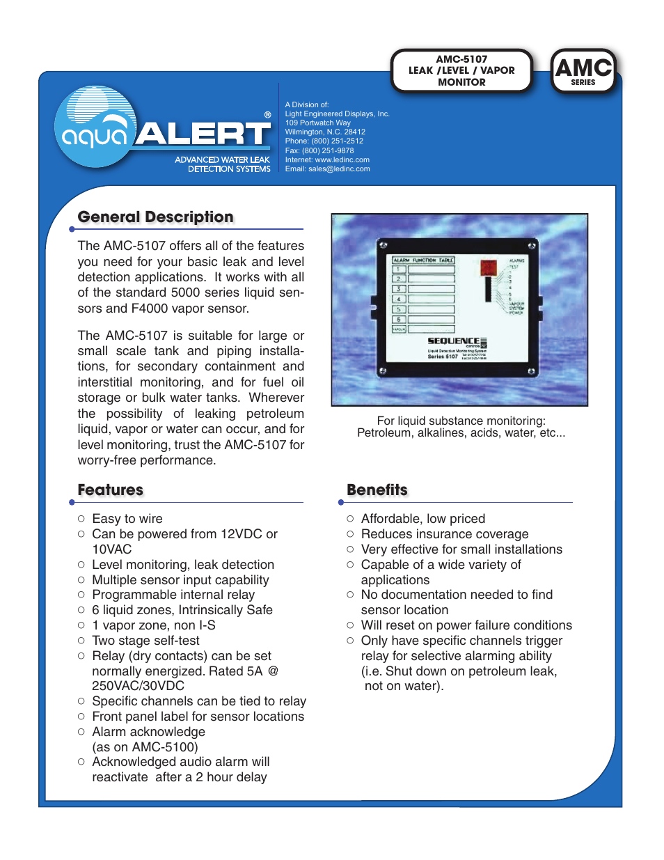 Light Engineered Displays Fuel Leak Control Panel User Manual | 2 pages