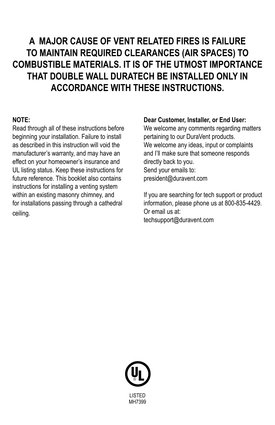 M&G DuraVent DuraTech® 5-8 User Manual | Page 2 / 24