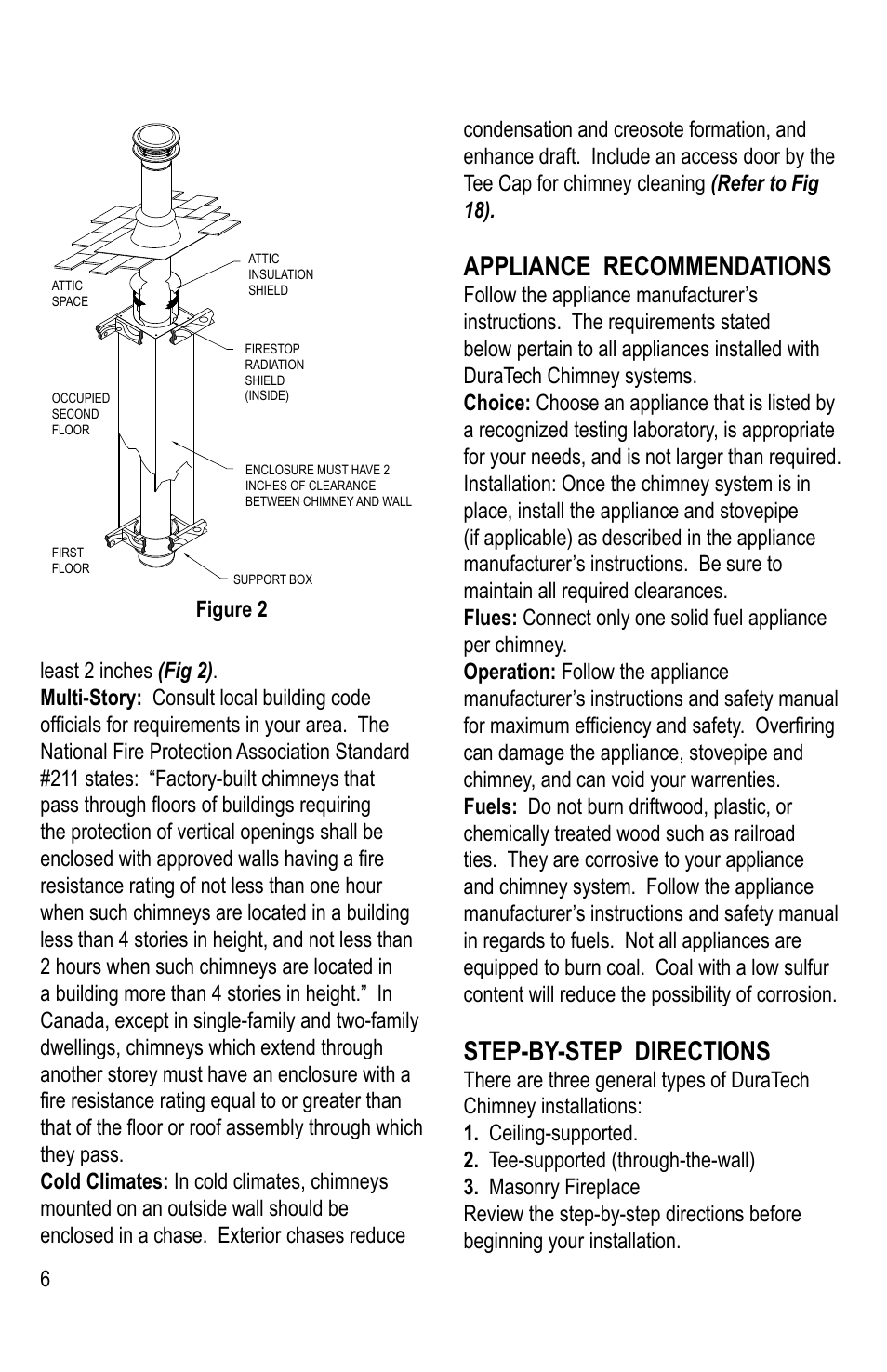 Appliance recommendations, Step-by-step directions | DuraVent DuraTech 10-24 Installation User Manual | Page 6 / 24
