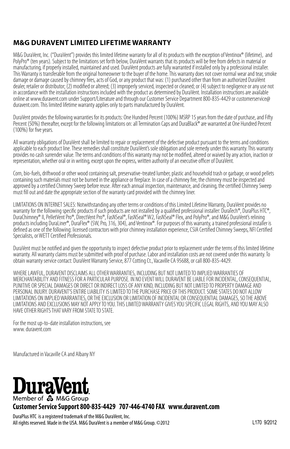 DuraVent DuraPlus HTC User Manual | Page 28 / 28