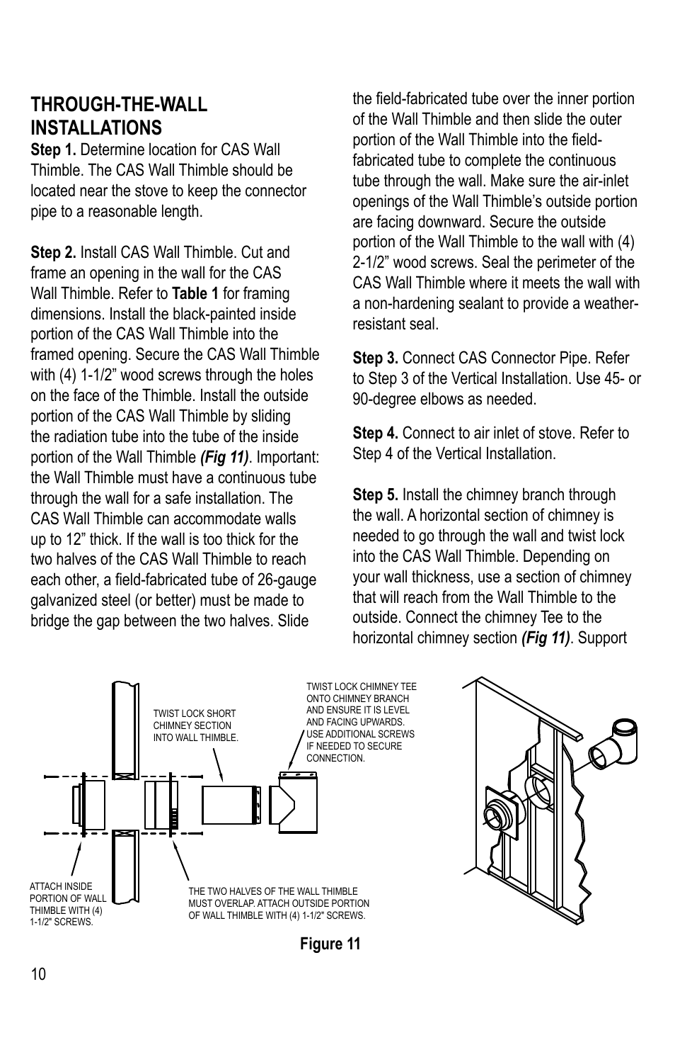 Through-the-wall installations | DuraVent Combustion Air Systems for DuraPlus HTC User Manual | Page 10 / 12
