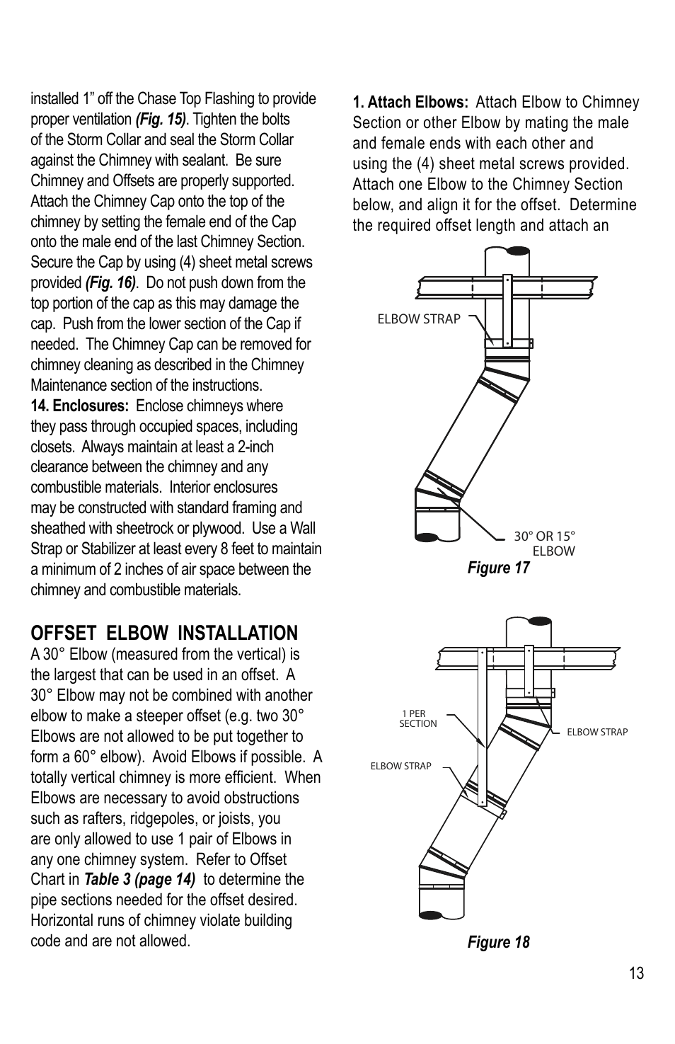 Offset elbow installation | DuraVent DuraChimney II User Manual | Page 13 / 16