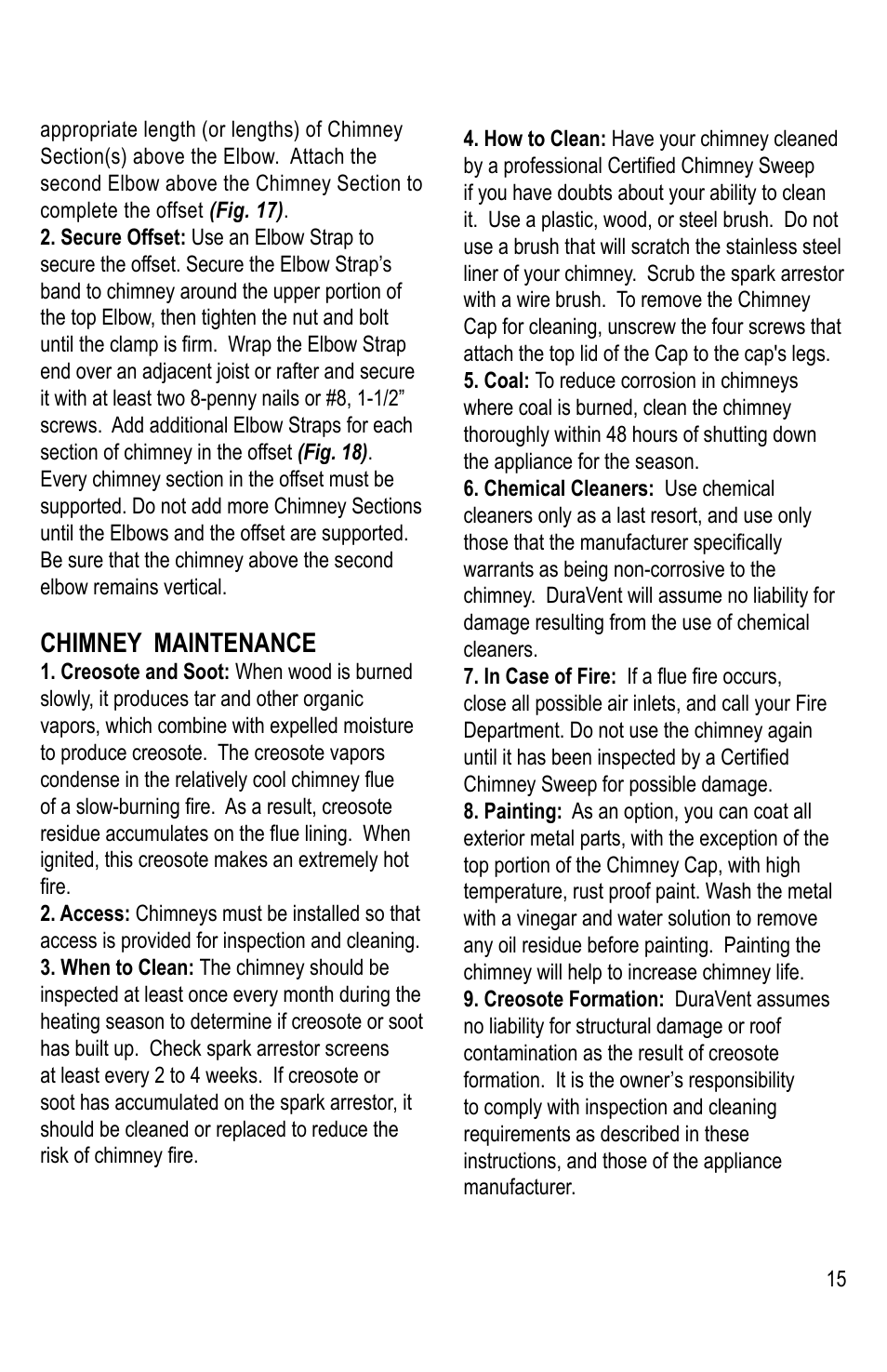 Chimney maintenance | DuraVent DuraChimney II User Manual | Page 15 / 16