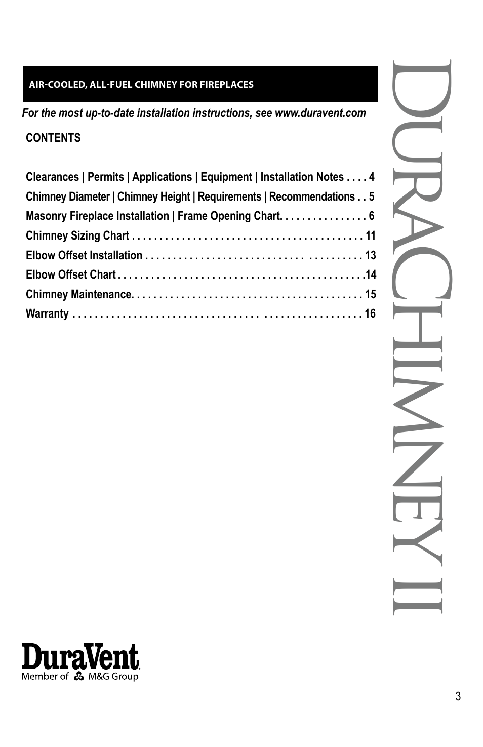 Dur ac h im n ey ii | DuraVent DuraChimney II User Manual | Page 3 / 16