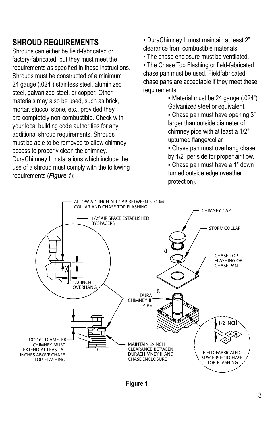 Shroud requirements | DuraVent DuraChimney II Shroud User Manual | Page 3 / 8