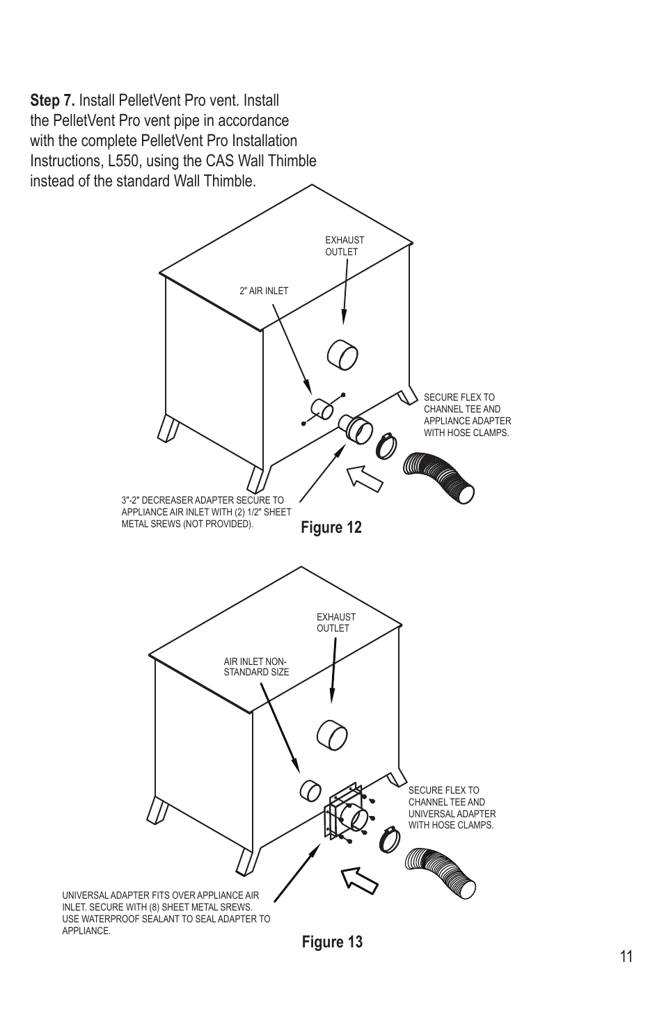 Figure 12, Figure 13 | DuraVent Combustion Air Systems for PelletVent Pro User Manual | Page 11 / 12