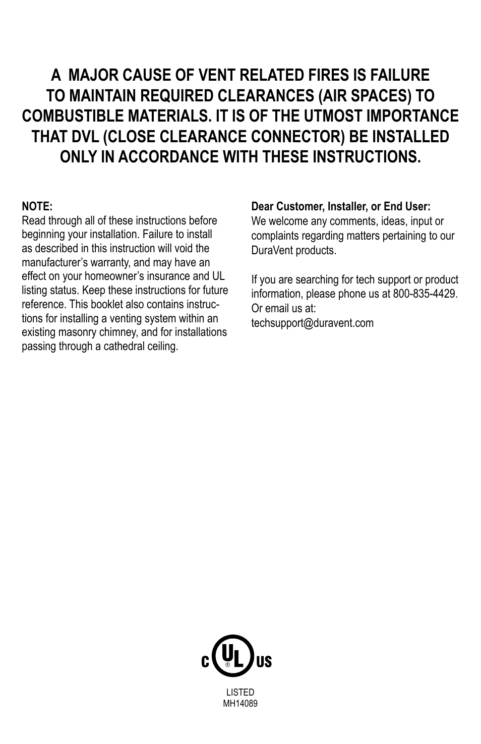 DuraVent DVL Installation User Manual | Page 2 / 8