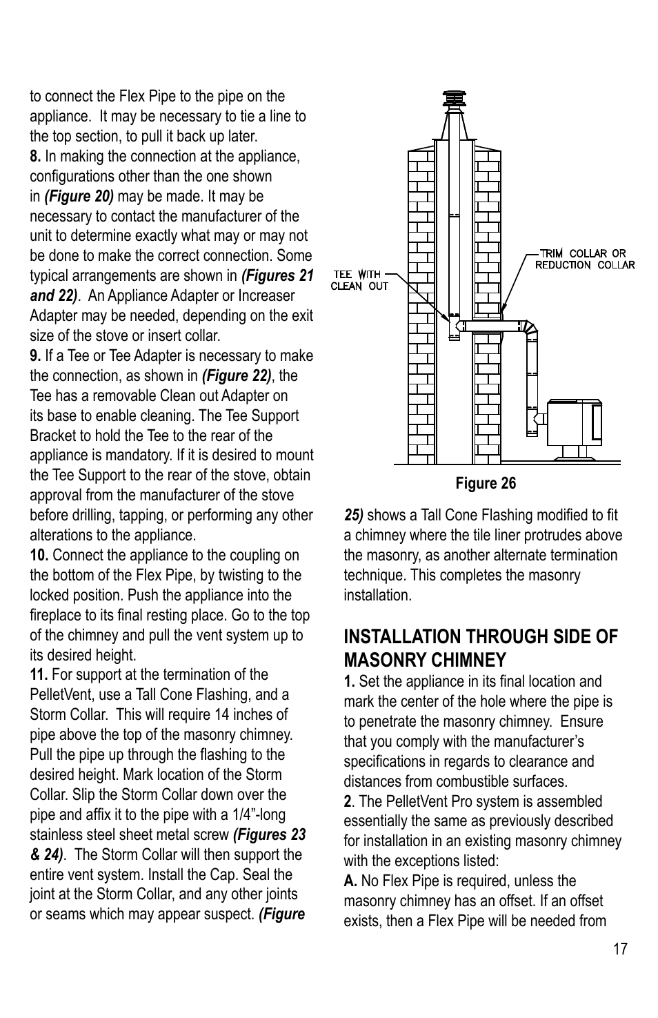 Installation through side of masonry chimney | DuraVent PelletVent Pro User Manual | Page 17 / 24