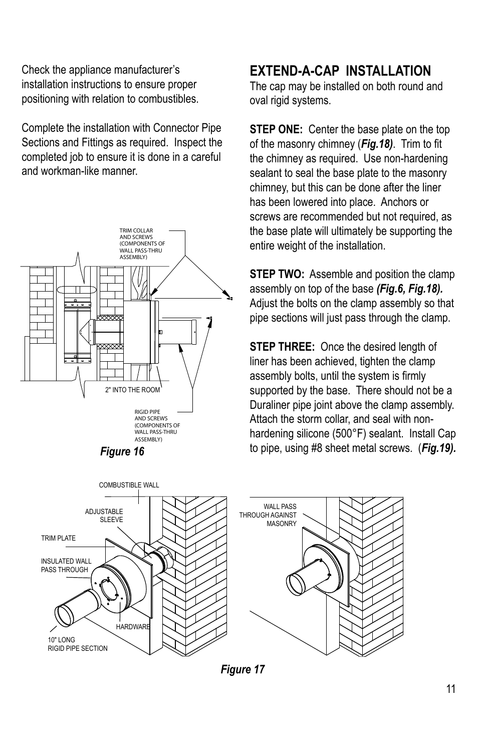 Extend-a-cap installation | M&G DuraVent DuraLiner® User Manual | Page 11 / 16