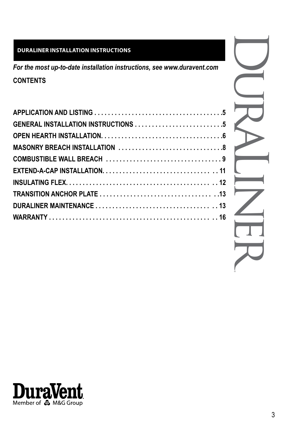 Dur ali n er | M&G DuraVent DuraLiner® User Manual | Page 3 / 16