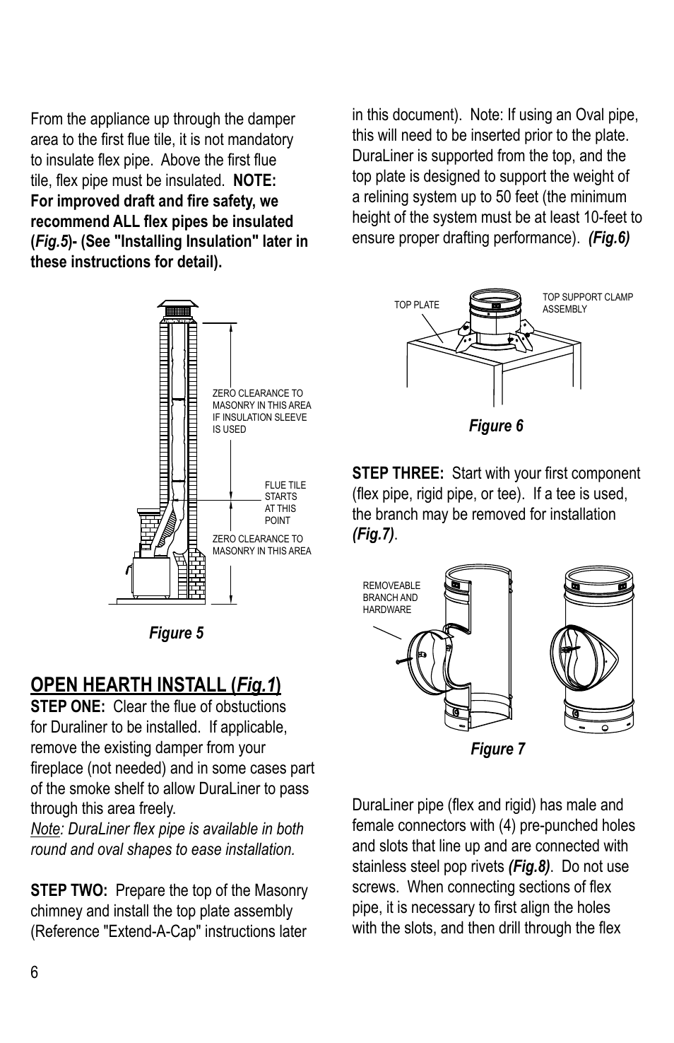 Open hearth install ( fig.1 ) | M&G DuraVent DuraLiner® User Manual | Page 6 / 16