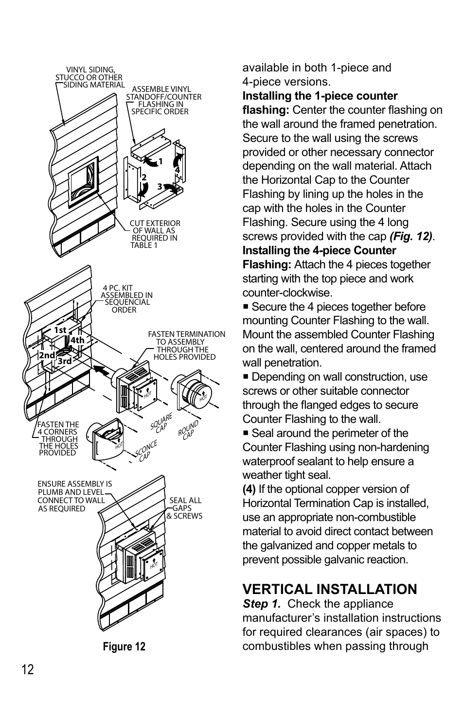 Vertical installation | DuraVent Venting System For Direct Vent Pro User Manual | Page 12 / 20