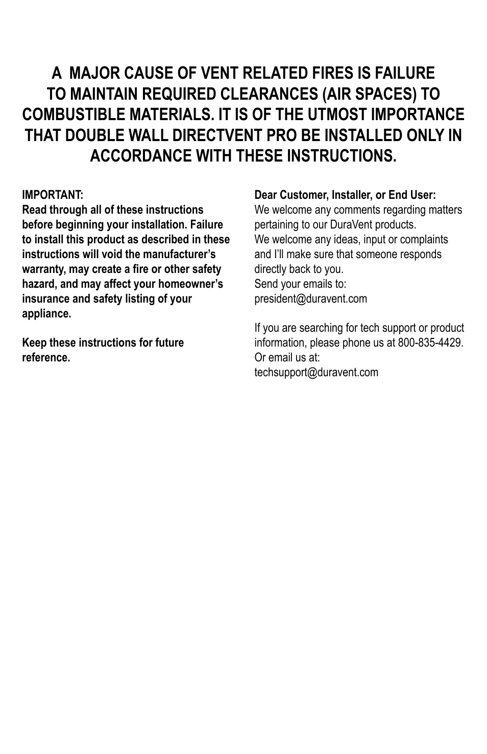 DuraVent Venting System For Direct Vent Pro User Manual | Page 2 / 20