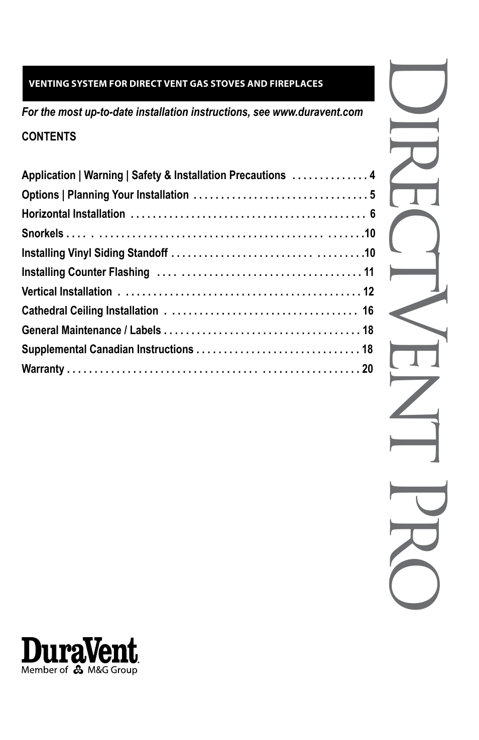 Dir ec tv en t p ro | DuraVent Venting System For Direct Vent Pro User Manual | Page 3 / 20