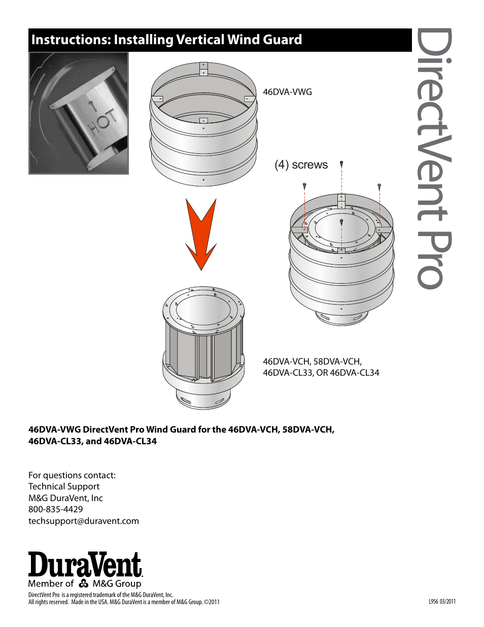 DuraVent 46DVA-VWG DirectVent Pro Wind Guard User Manual | 1 page
