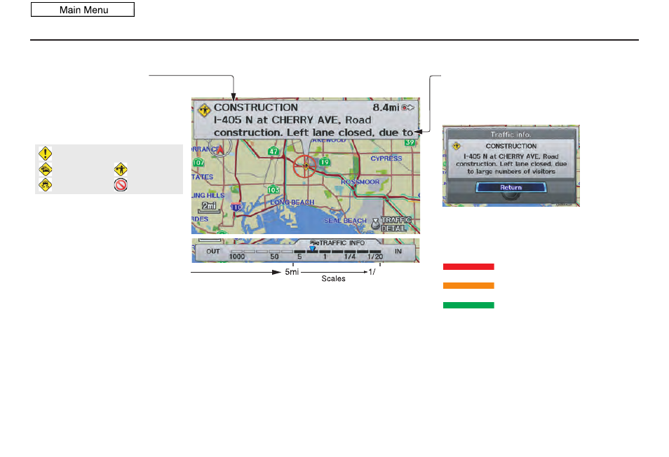 Getting started, 2010 zdx, Traffic display legend | Acura 2010 ZDX User Manual | Page 22 / 181