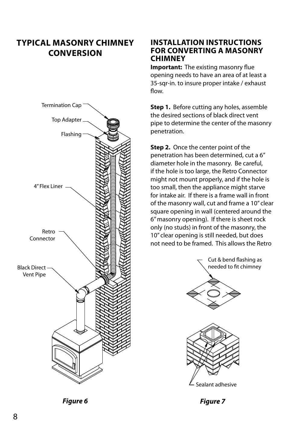 Typical masonry chimney conversion | DuraVent Converting A Class  to A Direct Vent Pro User Manual | Page 8 / 11