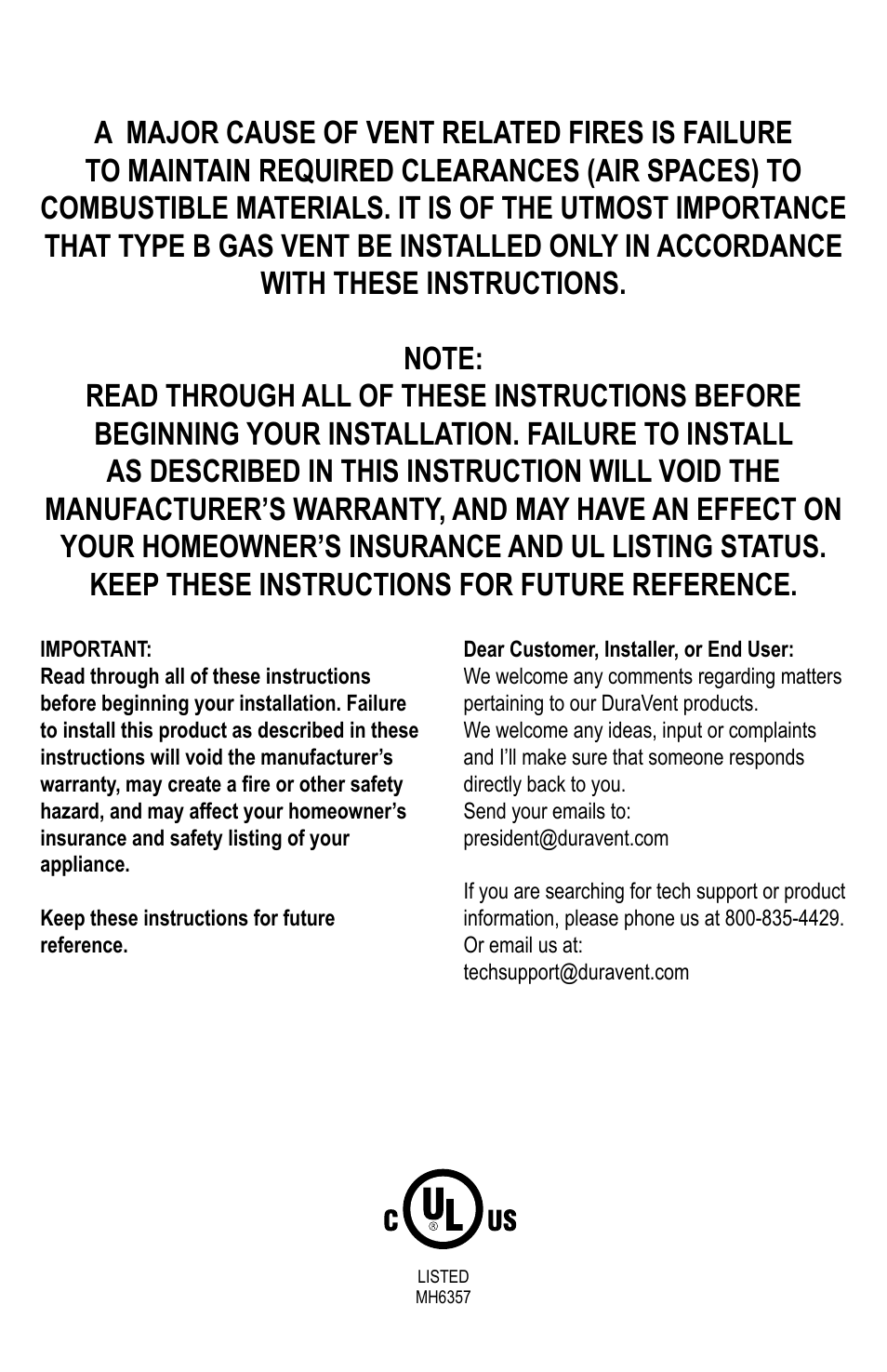 DuraVent Type B Gas Vent User Manual | Page 2 / 28