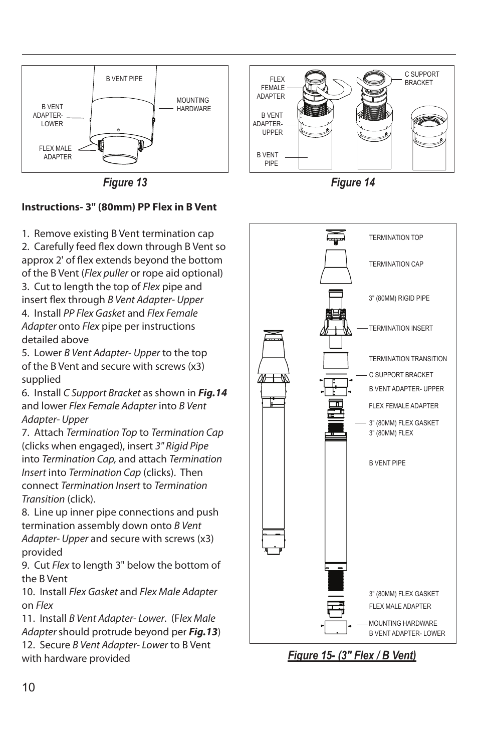 Figure 13, Figure 15- (3" flex / b vent), Figure 14 | DuraVent PolyPro Flex User Manual | Page 10 / 12