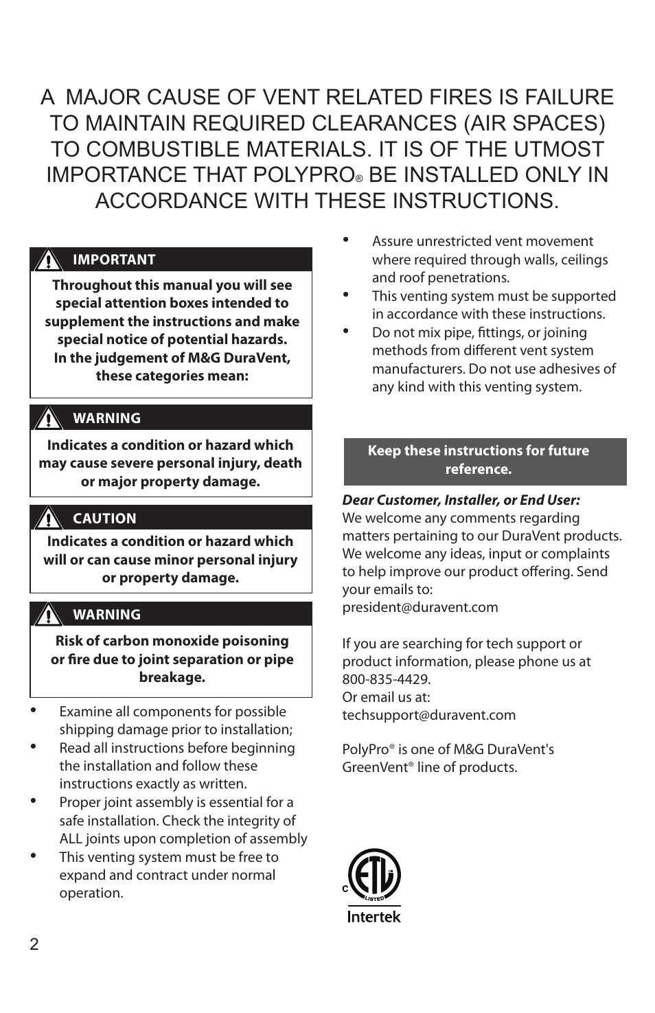 DuraVent PolyPro Flex User Manual | Page 2 / 12