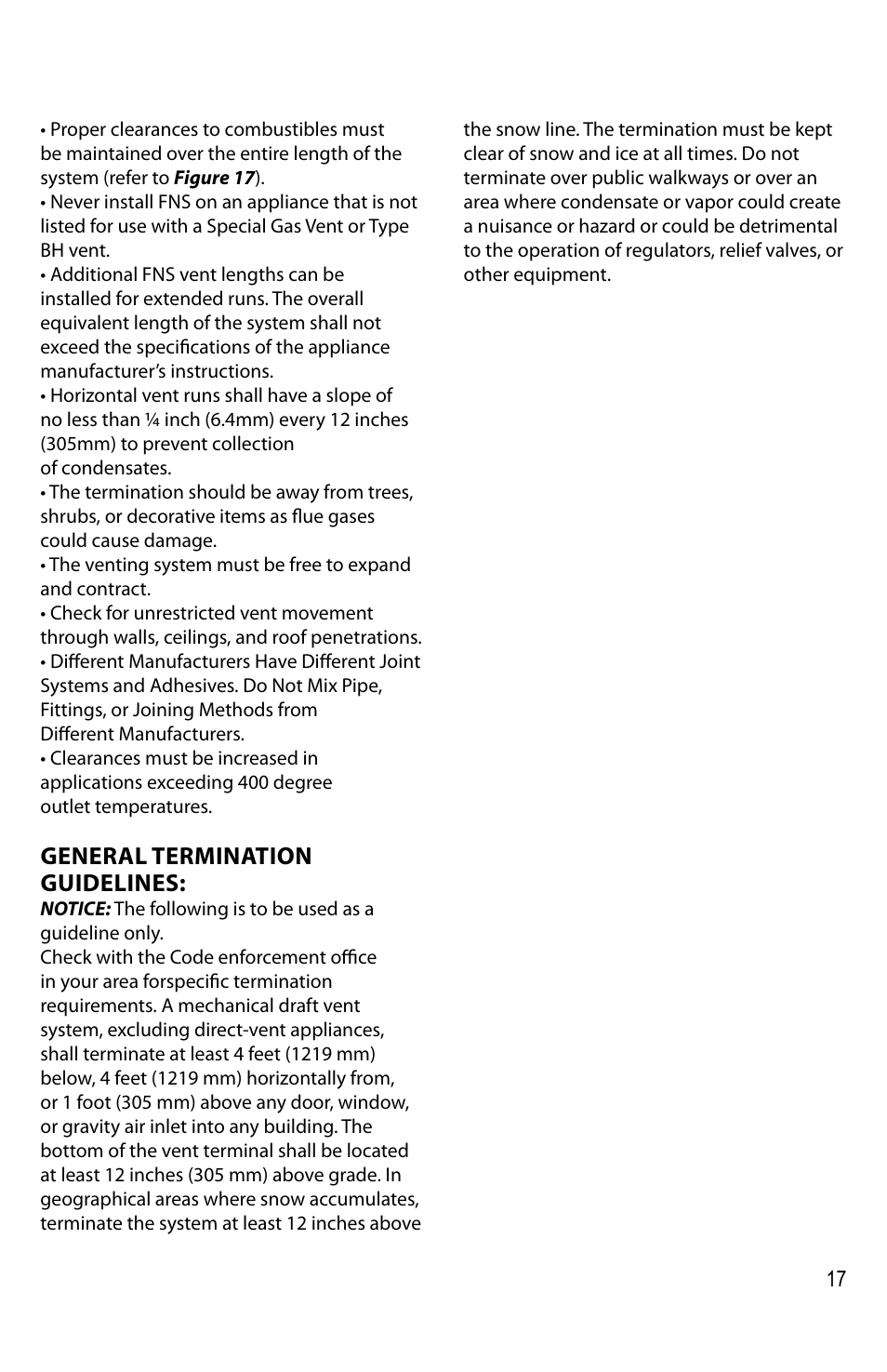 General termination guidelines | DuraVent FasNSeal Single-Wall User Manual | Page 17 / 20