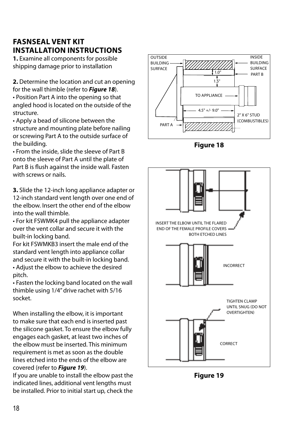 Fasnseal vent kit installation instructions, Figure 18, Figure 19 | DuraVent FasNSeal Single-Wall User Manual | Page 18 / 20