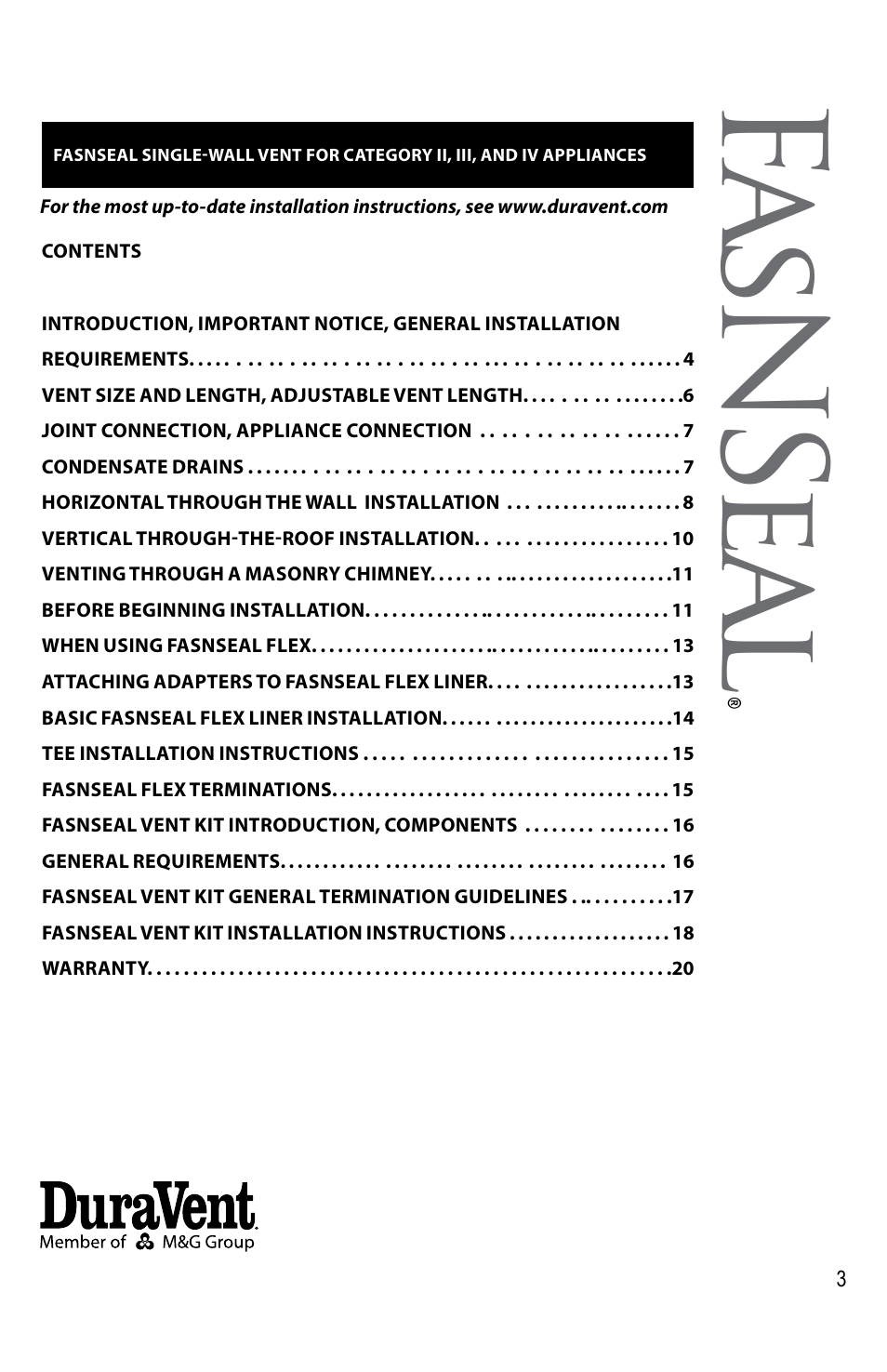 Fa sn se al | DuraVent FasNSeal Single-Wall User Manual | Page 3 / 20