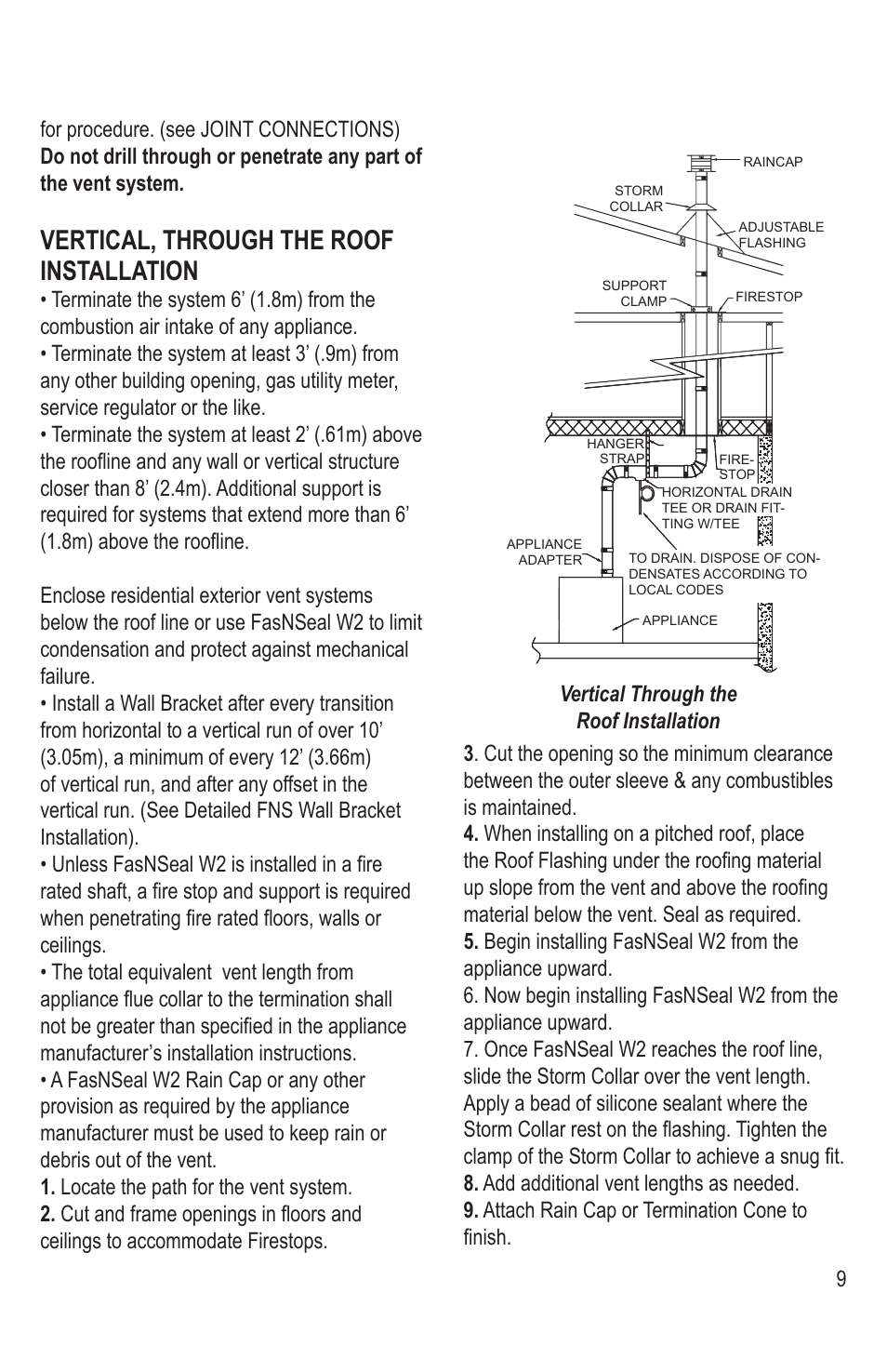 Vertical, through the roof installation | DuraVent FasNSeal W2 Double-Wall User Manual | Page 9 / 12