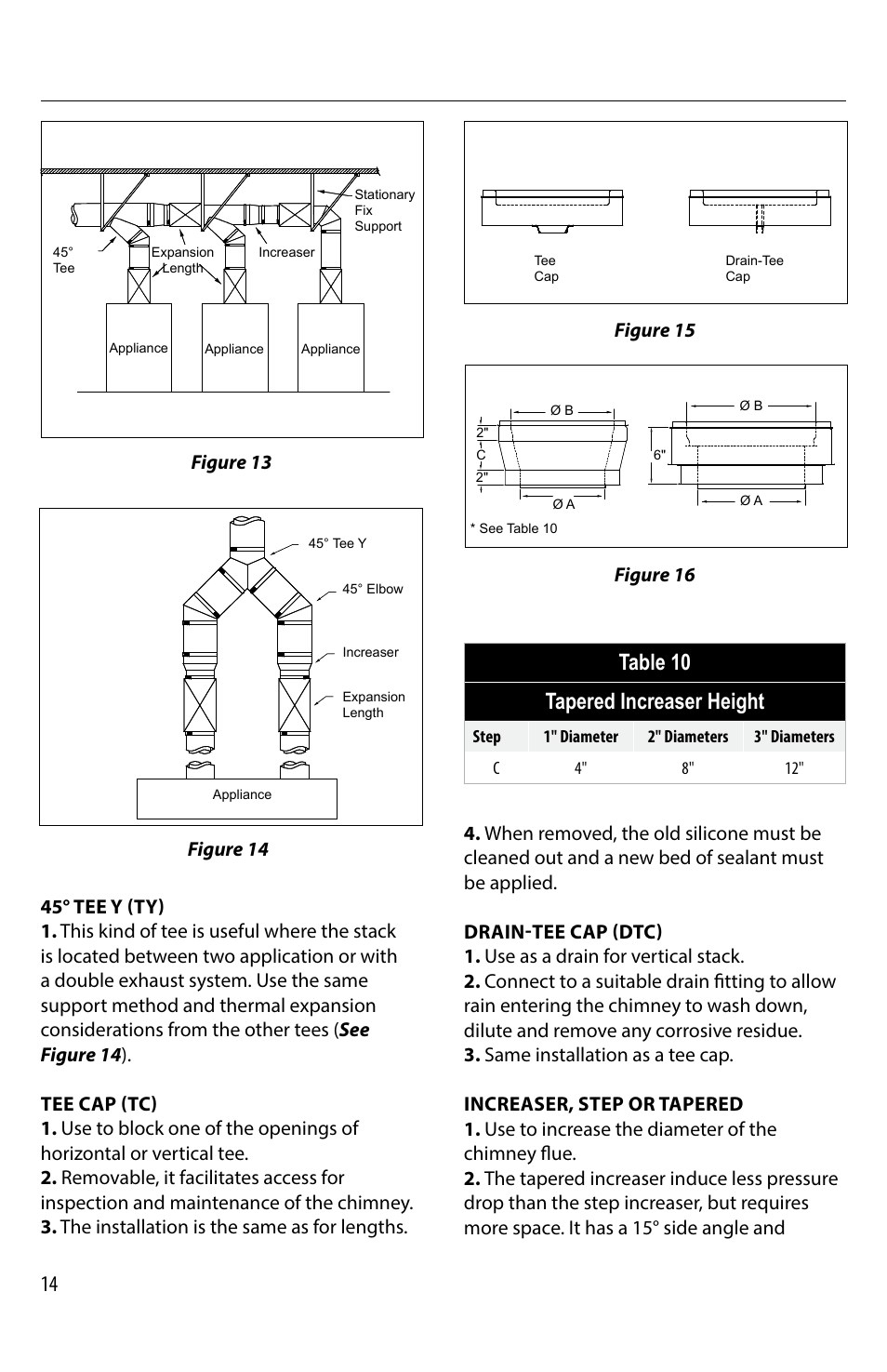 Table 10 tapered increaser height | M&G DuraVent DuraStack® User Manual | Page 14 / 41