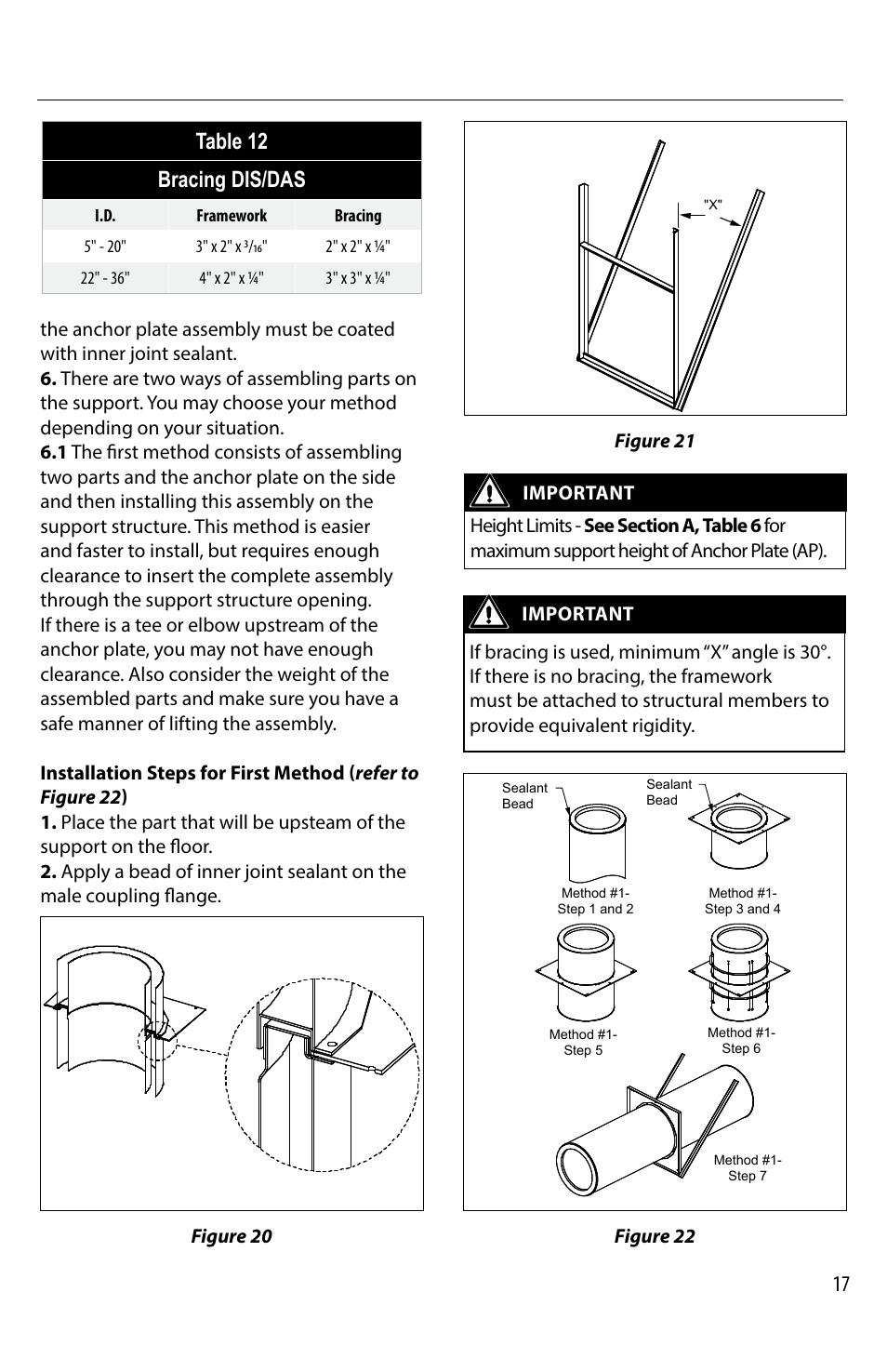 Table 12 bracing dis/das | M&G DuraVent DuraStack® User Manual | Page 17 / 41