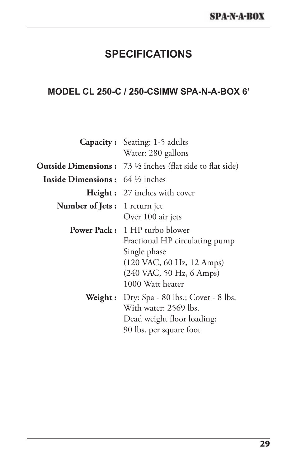 Specifications | Activeforever CL 100-C User Manual | Page 29 / 30