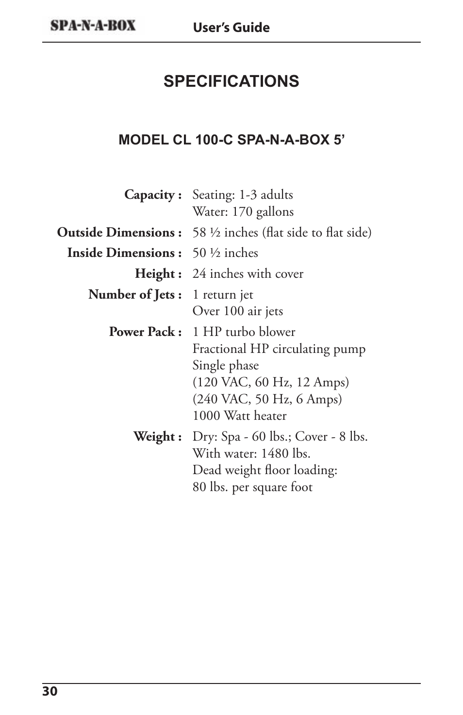 Specifications | Activeforever CL 100-C User Manual | Page 30 / 30