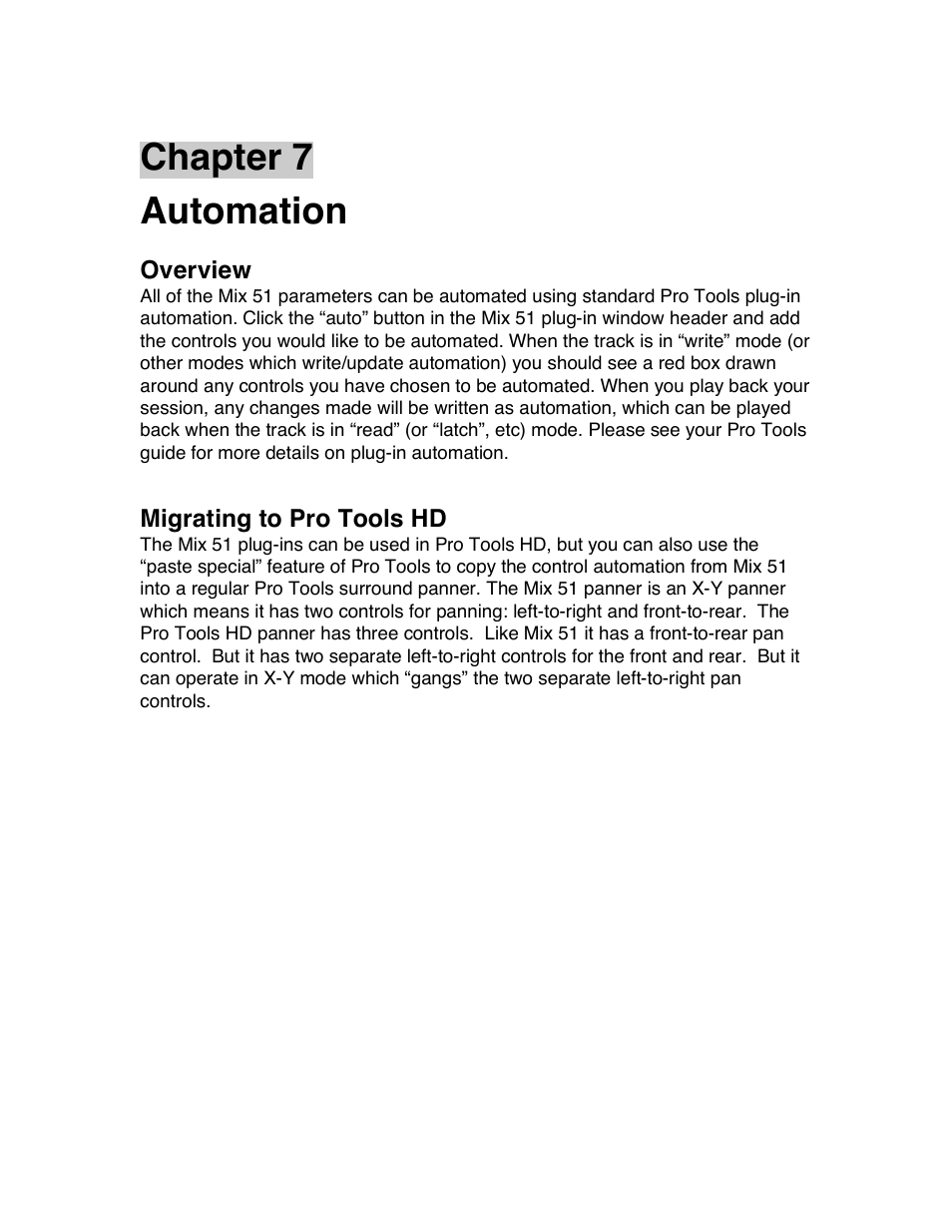 Chapter 7 automation | Avid Technology PRO TOOLS MIX 51 User Manual | Page 14 / 17