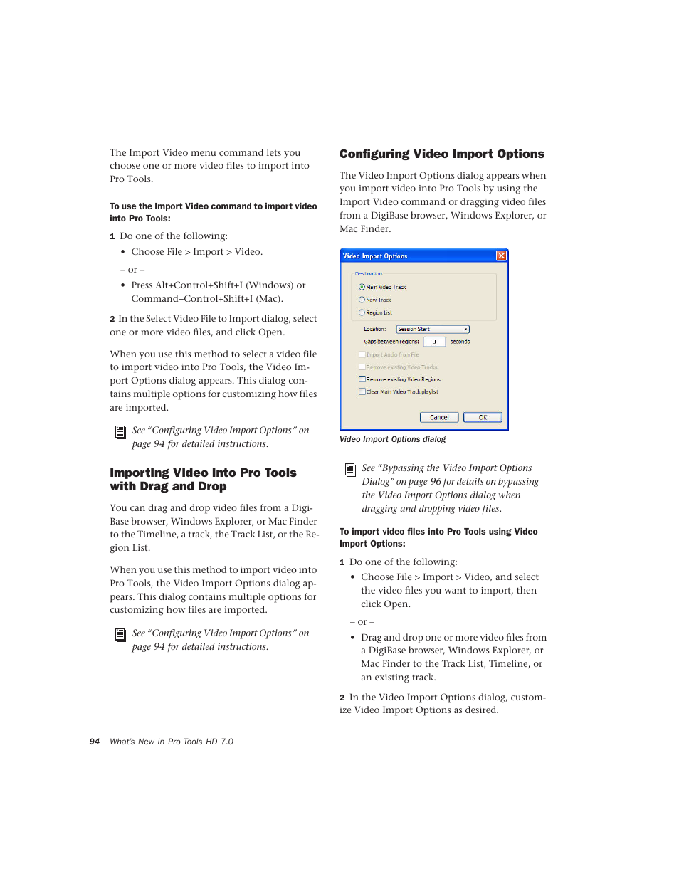 Importing video into pro tools with drag and drop, Configuring video import options | Avid Technology Pro Tools  HD 7.2 User Manual | Page 100 / 130