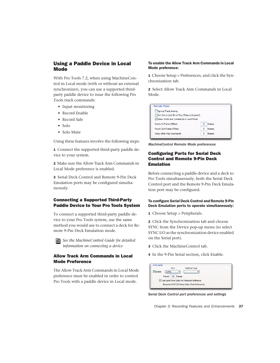 Using a paddle device in local mode, Allow track arm commands in local mode preference | Avid Technology Pro Tools  HD 7.2 User Manual | Page 43 / 130