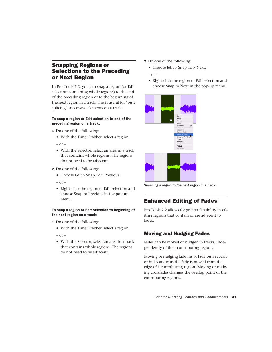 Enhanced editing of fades, Moving and nudging fades | Avid Technology Pro Tools  HD 7.2 User Manual | Page 47 / 130