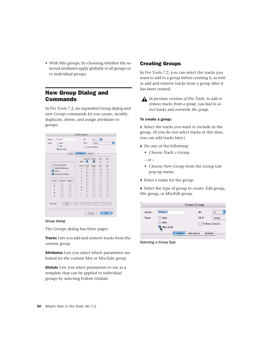 New group dialog and commands, Creating groups | Avid Technology Pro Tools  HD 7.2 User Manual | Page 56 / 130